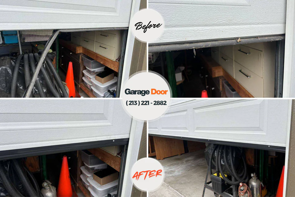 Before and after: garage door repair Lutherville, MD
